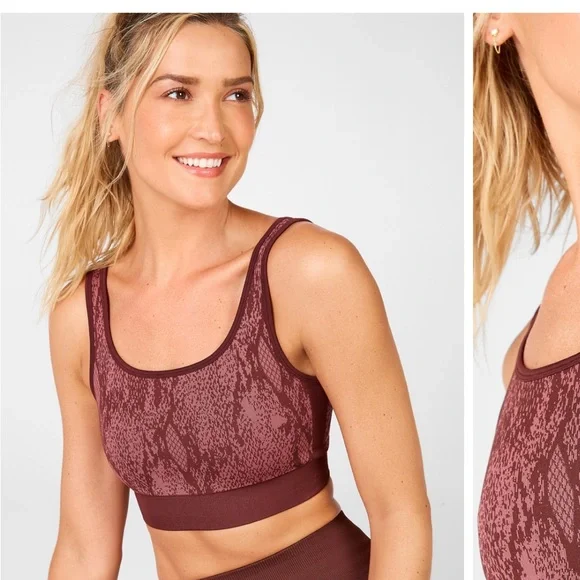 Fabletics Pink & Brown Snake Print Matching Workout Set, Size XS - Picture 7 of 13